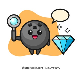 Bowling ball cartoon with a diamond