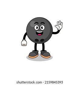 bowling ball cartoon doing wave hand gesture , character design