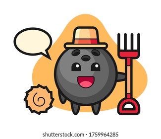 Bowling ball cartoon as a farmer