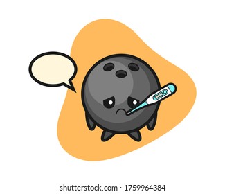 Bowling ball cartoon with fever condition