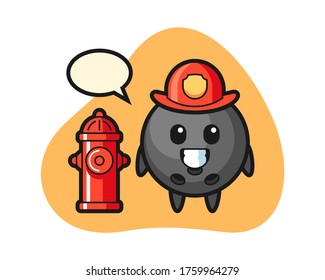 Bowling ball cartoon as a firefighter