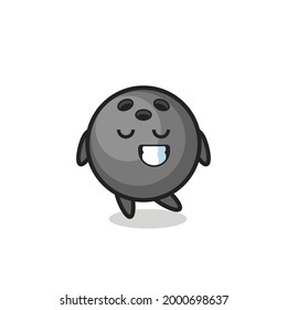 bowling ball cartoon illustration with a shy expression , cute style design for t shirt, sticker, logo element