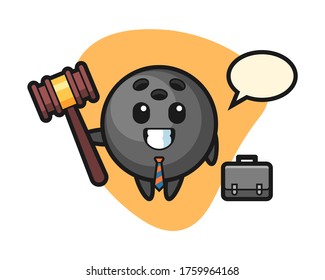 Bowling ball cartoon as a lawyer