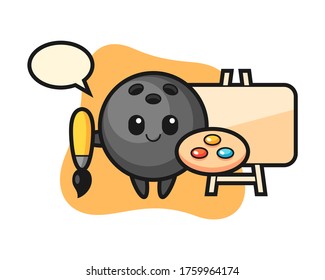 Caricatura de boliche como pintor