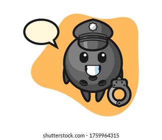 Bowling ball cartoon as a police