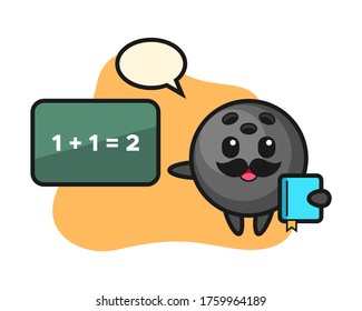 Bowling ball cartoon as a teacher