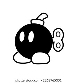 bowling ball cartoon vector, black and white.