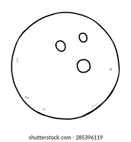 bowling ball / cartoon vector and illustration, black and white, hand drawn, sketch style, isolated on white background.