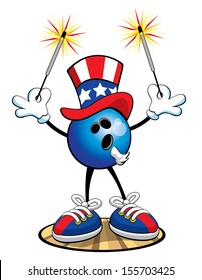 Bowling Ball Character - July 4th Uncle Sam