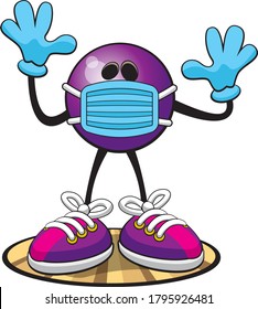 Bowling Ball character with virus mask