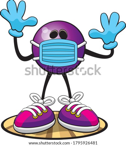 Bowling Ball character with virus mask