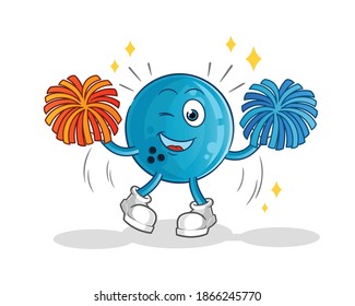 bowling ball cheerleader cartoon. cartoon mascot vector