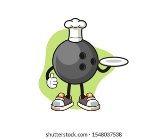 Bowling ball chef cartoon. Mascot Character vector.