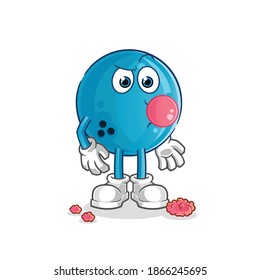 bowling ball chewing gum vector. cartoon character