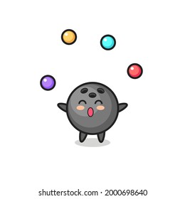 the bowling ball circus cartoon juggling a ball , cute style design for t shirt, sticker, logo element