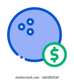 Bowling Ball Coin Icon Vector. Outline Bowling Ball Coin Sign. Isolated Contour Symbol Illustration