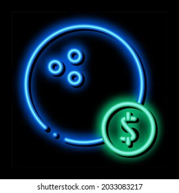 Bowling Ball Coin neon light sign vector. Glowing bright icon Bowling Ball Coin isometric sign. transparent symbol illustration