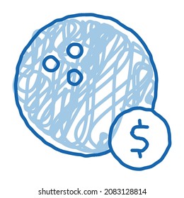 Bowling Ball Coin sketch icon vector. Hand drawn blue doodle line art Bowling Ball Coin isometric sign. isolated symbol illustration