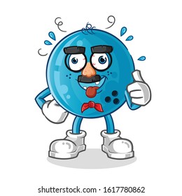 bowling ball comedian funny face cartoon with big nose mask. cartoon mascot vector