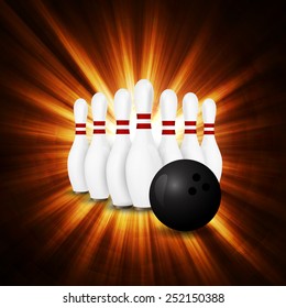 Bowling Ball crashing and skittles.