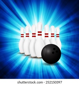 Bowling Ball crashing and skittles.