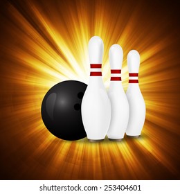 Bowling Ball crashing and skittles.