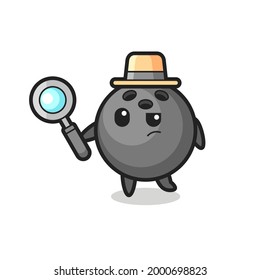 bowling ball detective character is analyzing a case , cute style design for t shirt, sticker, logo element