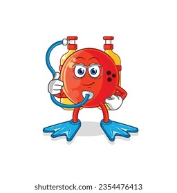the bowling ball diver cartoon. cartoon mascot vector