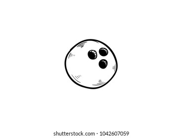 bowling ball doodle icon vector 