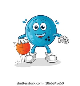 bowling ball dribble basketball character. cartoon mascot vector