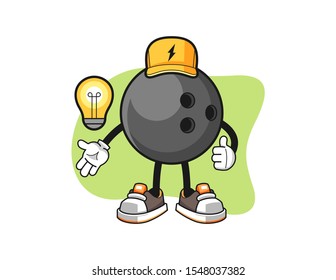 Bowling ball electrician cartoon. Mascot Character vector.
