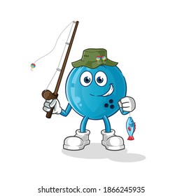 bowling ball fisherman illustration. character vector