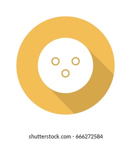 Bowling ball flat design long shadow glyph icon. Vector silhouette illustration