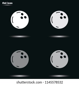 Bowling ball flat grayscale vector icon.