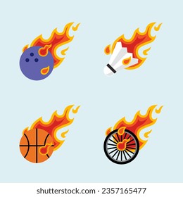 bowling ball flying fire ball icon Design Vector, Emblem, Design Concept, Creative Symbol.