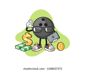 Bowling ball freelancer cartoon. Mascot Character vector.