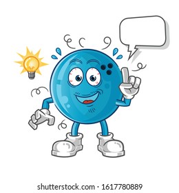 bowling ball got an idea with lamp and bubble cartoon. cartoon mascot vector