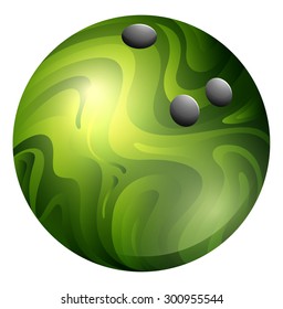 Bowling ball with green pattern on it