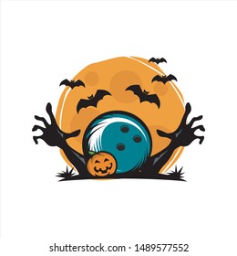 Bowling Ball Halloween Moon Theme Vector