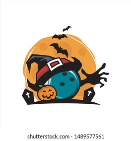 Bowling Ball Halloween Moon Theme Vector