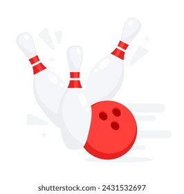 Bowling ball to hit the pin. Bowling tournament. Vector illustration