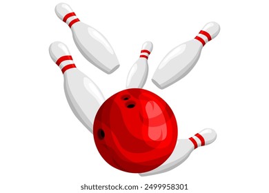 the bowling ball hits the bowling pins