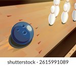 Bowling ball hits bowling pins shows the image of bowling sport vector illustration graphic EPS 10