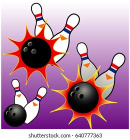 Bowling ball hitting pins