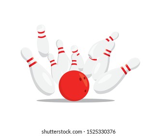 Bowling Ball Hitting Pins Illustration