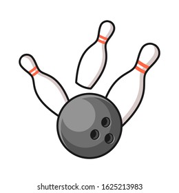 Bowling ball hitting the pins illustration