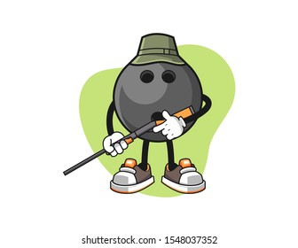 Bowling ball hunter cartoon. Mascot Character vector.