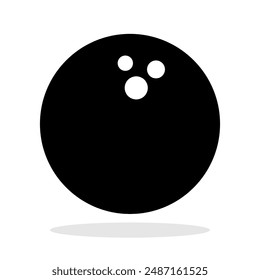 Icono de bola de bolos. Bola de boliche negro sobre fondo blanco. Ilustración vectorial