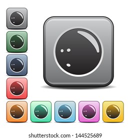 Bowling Ball Icon with Color Variations