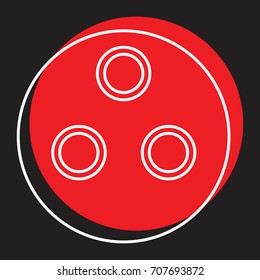 Bowling ball icon in doodle style vector illustration for design and web isolated on black background. Bowling ball vector object for label and advertising